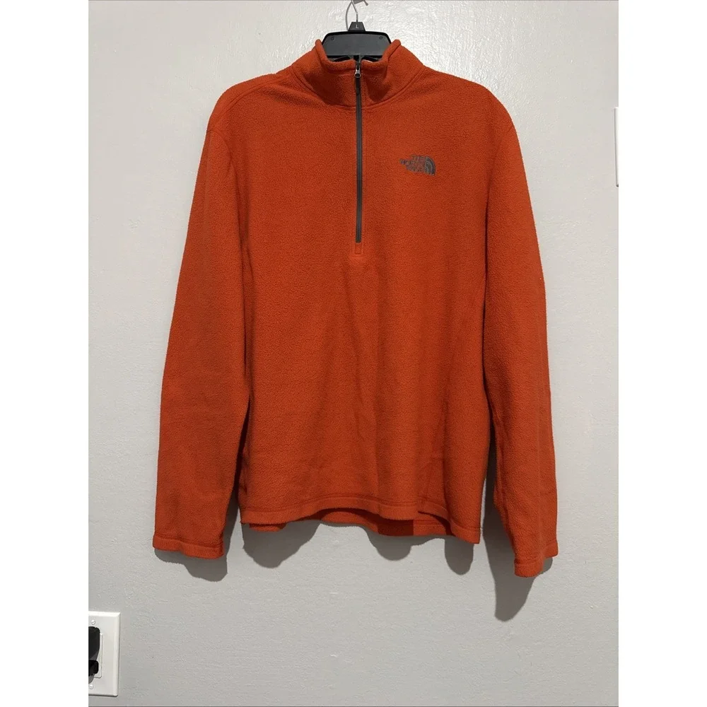 (#A1) The North Face Fleece Pullover Quarter Zip Outdoor Activewear Orange Men L